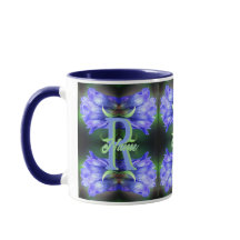 Custom Monogram Initial Name Gentian Floral Art