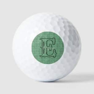 Custom Monogram Initial Name Green Floral Golf Balls