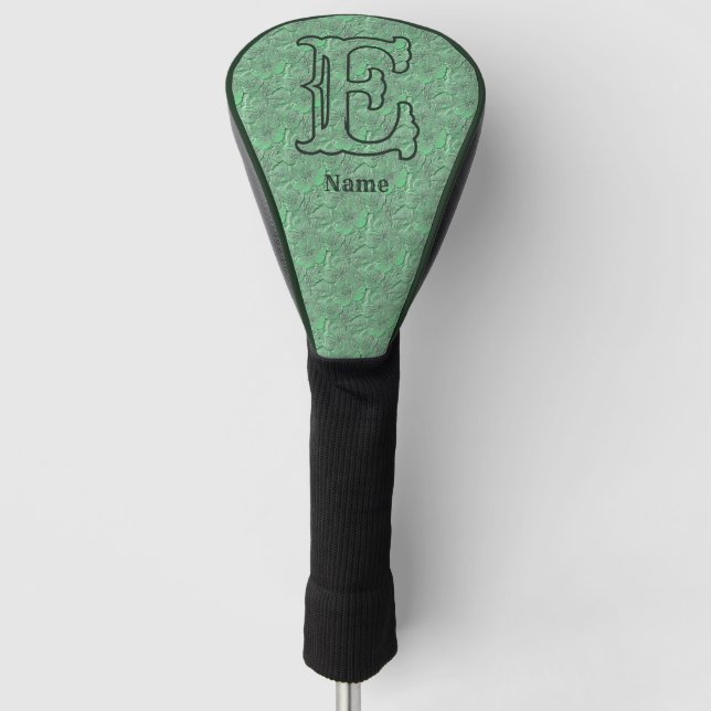 Custom Monogram Initial Name Green Floral Golf Head Cover (Front)
