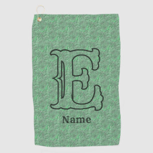 Custom Monogram Initial Name Green Floral Golf Towel