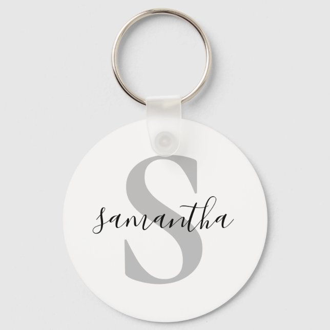 Custom Monogram Initial Name  Key Ring (Front)
