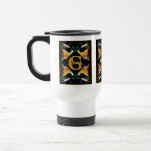 Custom Monogram Initial Name Lily Flowers Travel Mug