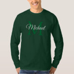 Custom Monogram Initial Name Mens Long Sleeve T-Shirt<br><div class="desc">Custom Monogram Initial Letter Name Mens Long Sleeve Template Elegant Trendy Deep Forest Green Basic Long Sleeve T-Shirt.</div>