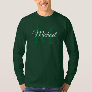 Custom Monogram Initial Name Mens Long Sleeve T-Shirt
