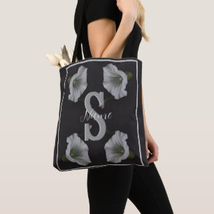 Custom Monogram Initial Name Morning Glory Tote Bag