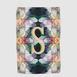 Custom Monogram Initial Name Peony Art Golf Towel