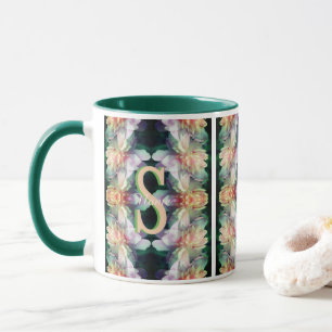 Custom Monogram Initial Name Peony Art Mug