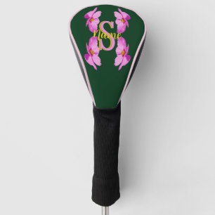 Custom Monogram Initial Name Pink Cosmos Golf Head Cover