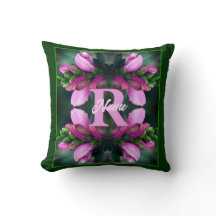 Custom Monogram Initial Name Pink Flower Art