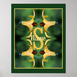 Custom Monogram Initial Name Wild Lily Art Poster