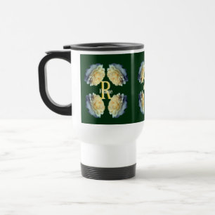 Custom Monogram Initial Name Yellow Roses Travel Mug