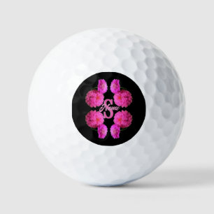 Custom Monogram Initial Name Zinnia Floral Art Golf Balls