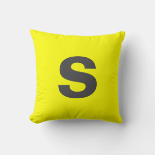 Custom Monogram Initial Neon Yellow Cushion