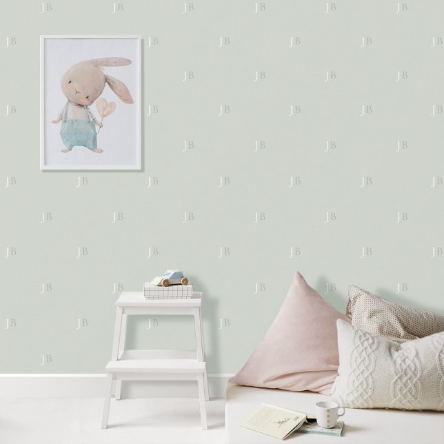 Custom Monogram Initial Pattern Serene Green Grey Wallpaper (Creator Uploaded)