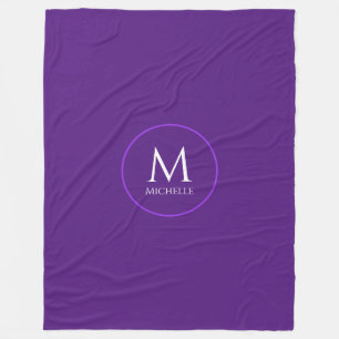 Custom Monogram Initial Template Royal Purple Fleece Blanket