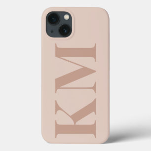 Custom monogram initials boho blush minimalist iPhone 13 case