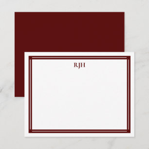 Custom Monogram Initials with Maroon Border Card