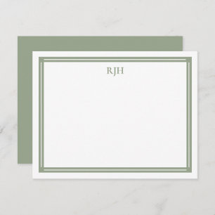 Custom Monogram Initials with Sage Green Border Card