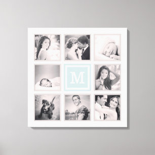 Custom Monogram Instagram Photo Collage Canvas Print