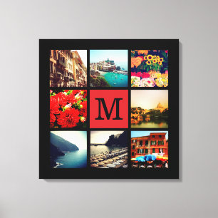 Custom Monogram Instagram Photo Collage Canvas Print