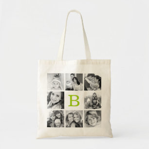 Custom Monogram Instagram Photo Collage Tote Bag