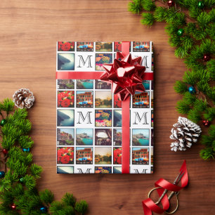 Custom Monogram Instagram Photo Collage Wrapping Paper