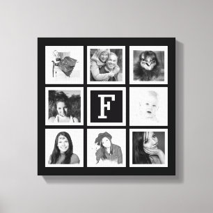 Custom Monogram Instagram Photos Collage Canvas Print