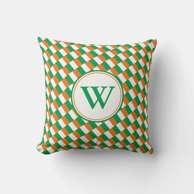 Custom Monogram IRELAND FLAG Patriotic Cushion (Front)