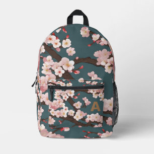 Custom Monogram Japanese Floral Elegance Backpack