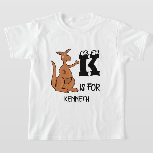 Custom monogram K is for Kangaroo adorable T-Shirt (Laydown)