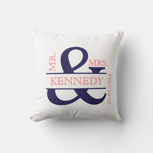 Custom Monogram Keepsake Wedding Pillow (Front)