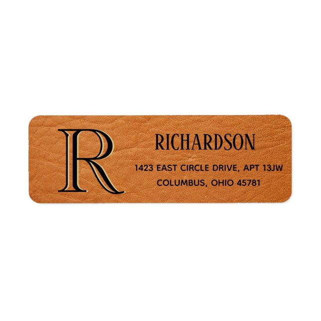 Custom Monogram Leather Texture  Return Address  (Front)