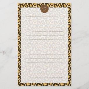 Custom Monogram Leopard Print Lined Stationery