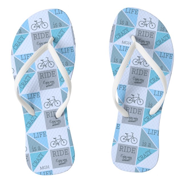 Custom Monogram Life is a Crazy Ride Flip Flops (Footbed)
