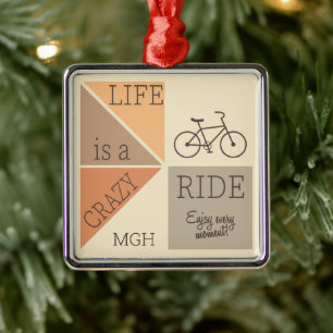 Custom Monogram Life is a Crazy Ride Metal Tree Decoration