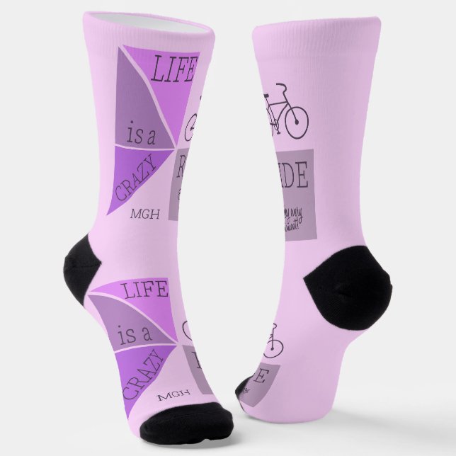 Custom Monogram Life is a Crazy Ride Socks (Angled)