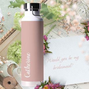 Custom monogram, light pink with script monogram water bottle