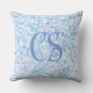 Custom Monogram Lilac Flower Petal Organic Shape Cushion
