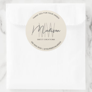 Custom Monogram Logo Bakery Sticker