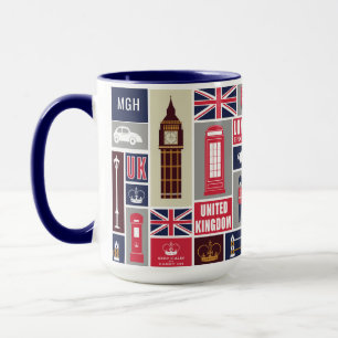 Custom Monogram London UK Icons Mug