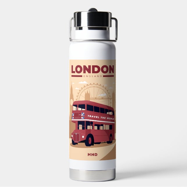 Custom Monogram LONDON Water Bottle (Back)