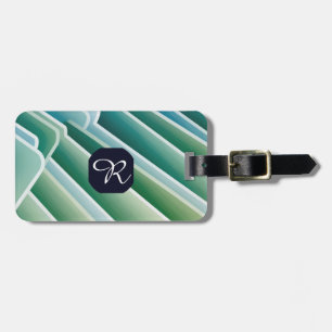 Custom Monogram Luggage Tag – Blue Green Abstract