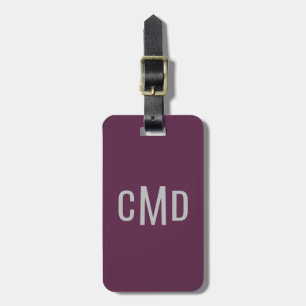 Custom Monogram Luggage Tag Purple Plum