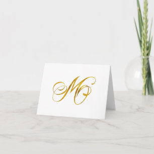 Custom Monogram M Faux Gold Foil Monograms Initial Note Card
