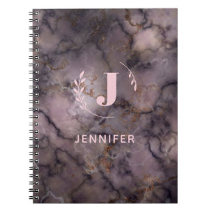Custom Monogram Marble College-Ruled Notebook