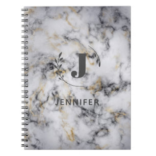 Custom Monogram Marble College-Ruled Notebook