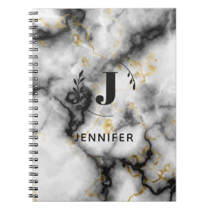 Custom Monogram Marble College-Ruled Notebook
