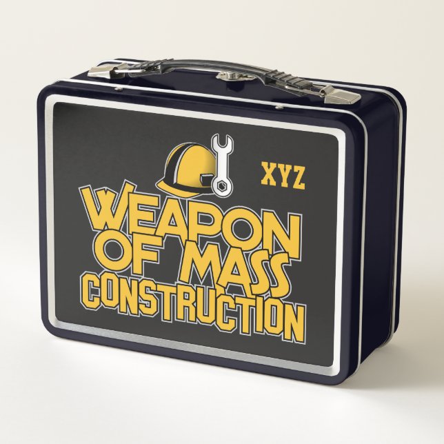 Custom Monogram Mass Construction Metal Lunch Box (Back)