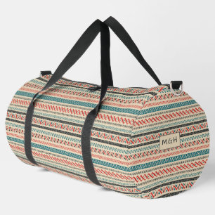 Custom Monogram Mexican / Aztec Pattern Duffle Bag