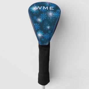 Custom Monogram Midnight Blue Winter Snowstorm  Golf Head Cover